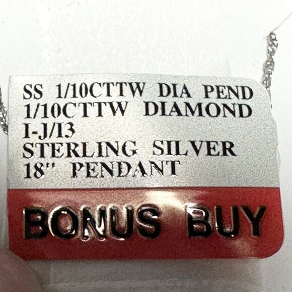 1/10 CT TW Diamond Sterling Silver Necklace Women’s Brand New - Picture 5 of 7